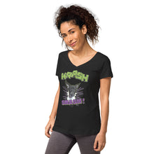 Load image into Gallery viewer, KRASH Smash Women’s fitted v-neck t-shirt