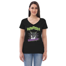 Load image into Gallery viewer, KRASH Smash Women’s recycled v-neck t-shirt